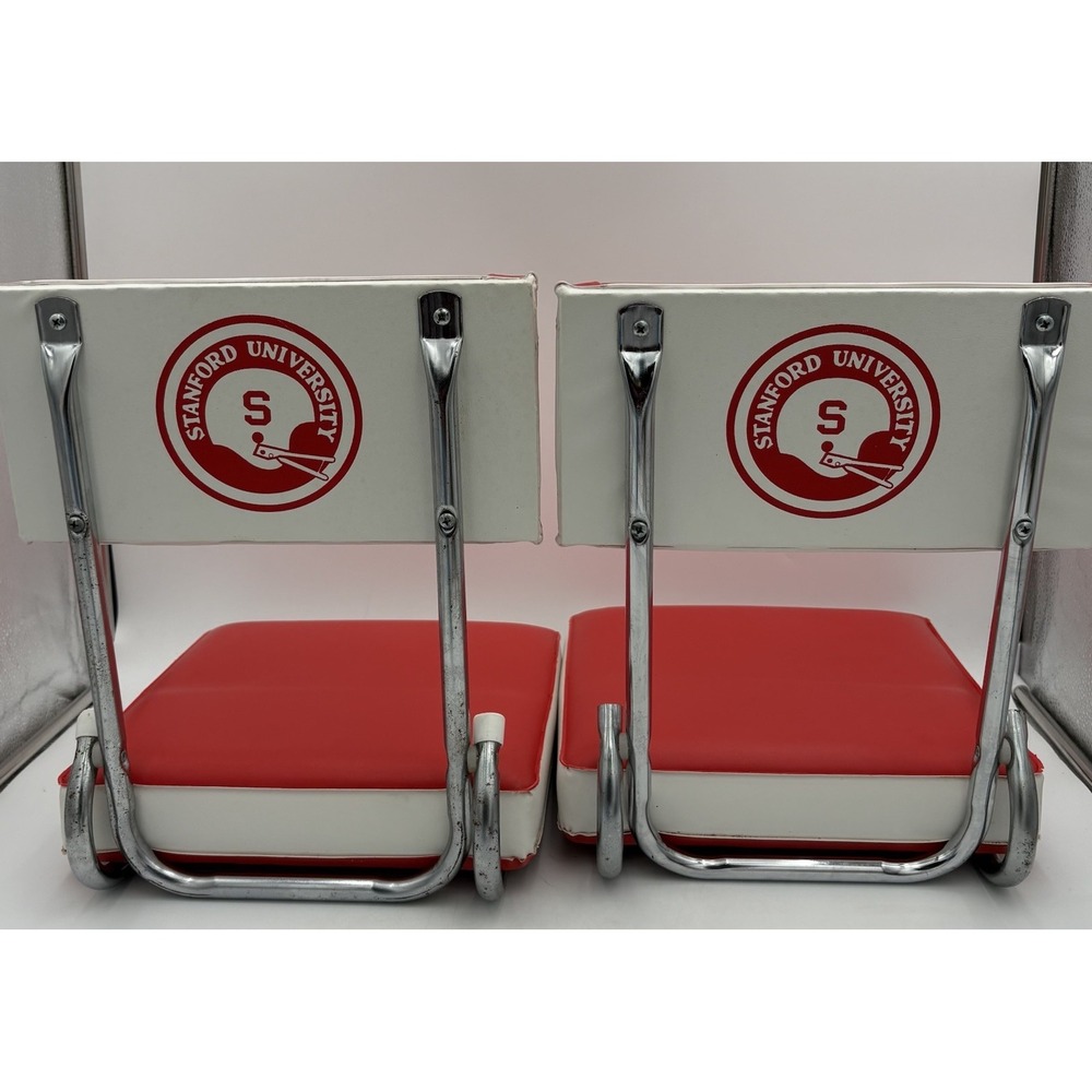 70s Vintage Stanford University Stadium Seat Cushions Folding Chairs Set of‎ 2